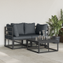 Conjunto de sofá de jardín 3 pcs Negro 70 x 70 x 32 cm Aluminio