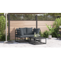 Conjunto de sofá de jardín 3 pcs Negro 70 x 70 x 32 cm Aluminio