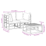 Conjunto de sofá de jardín 3 pcs Negro 70 x 70 x 32 cm Aluminio
