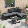 Conjunto de sofá de jardín 4 pcs Negro 211.5 x 141.5 x 71 cm