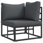 Conjunto de sofá de jardín 4 pcs Negro 211.5 x 141.5 x 71 cm