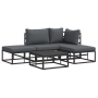 Conjunto de sofá de jardín 5 pcs Negro 70 x 70 x 32 cm Aluminio