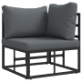 Conjunto de sofá de jardín 5 pcs Negro 70 x 70 x 32 cm Aluminio