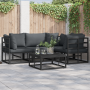 Conjunto de sofá de jardín 4 pcs Negro 213 x 143 x 71 cm