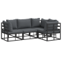 Conjunto de sofá de jardín 4 pcs Negro 213 x 143 x 71 cm