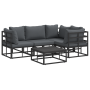Conjunto de sofá de jardín 5 pcs Negro 70 x 70 x 32 cm Aluminio
