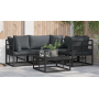 Conjunto de sofá de jardín 5 pcs Negro 70 x 70 x 32 cm Aluminio