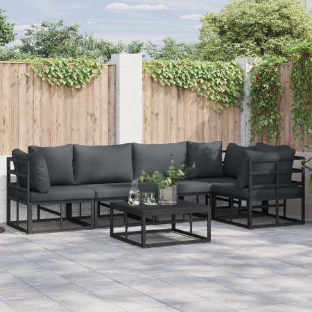 Conjunto de sofá de jardín 5 pcs Negro 283 x 143 x 71 cm