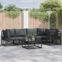 Conjunto de sofá de jardín 5 pcs Negro 283 x 143 x 71 cm