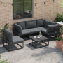 Conjunto de sofá de jardín 5 pcs Negro 283 x 143 x 71 cm
