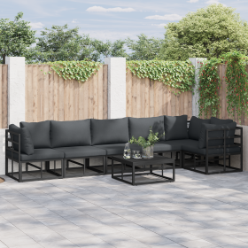 Conjunto de sofá de jardín 7 pcs Negro 70 x 70 x 32 cm Aluminio