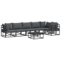 Conjunto de sofá de jardín 7 pcs Negro 70 x 70 x 32 cm Aluminio