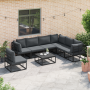 Conjunto de sofá de jardín 7 pcs Negro 70 x 70 x 32 cm Aluminio