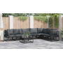 Conjunto de sofá de jardín 7 pcs Negro 70 x 70 x 32 cm Aluminio