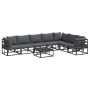 Conjunto de sofá de jardín 8 pcs Negro 70 x 70 x 32 cm Aluminio