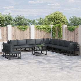 Conjunto de sofá de jardín 11 pcs Negro 70 x 70 x 32 cm