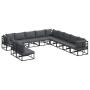 Conjunto de sofá de jardín 11 pcs Negro 70 x 70 x 32 cm