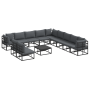 Conjunto de sofá de jardín 12 pcs Negro 70 x 70 x 32 cm