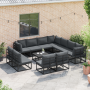 Conjunto de sofá de jardín 12 pcs Negro 70 x 70 x 32 cm