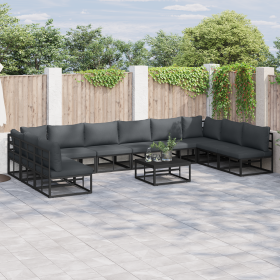 Conjunto de sofá de jardín 10 pcs Negro 423 x 211.5 x 71 cm
