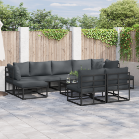 Conjunto de sofá de jardín 10 pcs Negro 70 x 70 x 32 cm