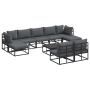 Conjunto de sofá de jardín 10 pcs Negro 70 x 70 x 32 cm