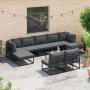 Conjunto de sofá de jardín 10 pcs Negro 70 x 70 x 32 cm