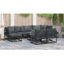 Conjunto de sofá de jardín 10 pcs Negro 70 x 70 x 32 cm