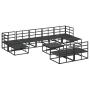 Conjunto de sofá de jardín 10 pcs Negro 70 x 70 x 32 cm