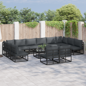 Conjunto de sofá de jardín 13 pcs Negro 70 x 70 x 32 cm