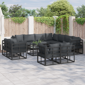 Conjunto de sofá de jardín 11 pcs Negro 283 x 283 x 71 cm
