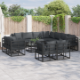 Conjunto de sofá de jardín 12 pcs Negro 70 x 70 x 32 cm