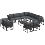 Conjunto de sofá de jardín 12 pcs Negro 70 x 70 x 32 cm