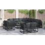 Conjunto de sofá de jardín 12 pcs Negro 70 x 70 x 32 cm