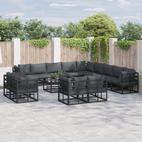Conjunto de sofá de jardín 14 pcs Negro 70 x 70 x 32 cm