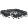 Conjunto de sofá de jardín 14 pcs Negro 70 x 70 x 32 cm