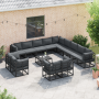 Conjunto de sofá de jardín 14 pcs Negro 70 x 70 x 32 cm