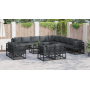 Conjunto de sofá de jardín 14 pcs Negro 70 x 70 x 32 cm
