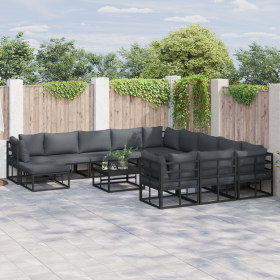 Conjunto de sofá de jardín 12 pcs Negro 71.5 x 71.5 x 71 cm