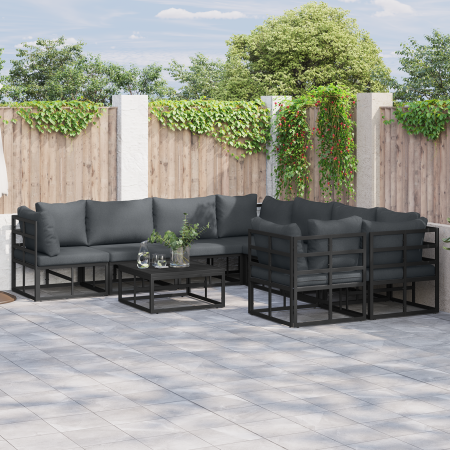 Conjunto de sofá de jardín 8 pcs Negro 283 x 283 x 71 cm