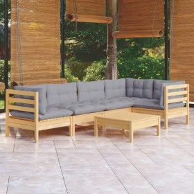 6-piece garden furniture set with gray pine wood cushions by vidaXL, Garden sets - Ref: Foro24-3096387, Price: 452,77 €, Disc...