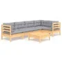 6-teiliges Gartenmöbel-Set mit Kissen aus grauem Kiefernholz von vidaXL, Gartensets - Ref: Foro24-3096387, Preis: 452,71 €, R...