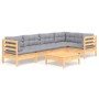 6-teiliges Gartenmöbel-Set mit Kissen aus grauem Kiefernholz von vidaXL, Gartensets - Ref: Foro24-3096387, Preis: 474,71 €, R...