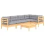 6-teiliges Gartenmöbel-Set mit Kissen aus grauem Kiefernholz von vidaXL, Gartensets - Ref: Foro24-3096387, Preis: 452,71 €, R...