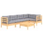 6-teiliges Gartenmöbel-Set mit Kissen aus grauem Kiefernholz von vidaXL, Gartensets - Ref: Foro24-3096387, Preis: 474,71 €, R...