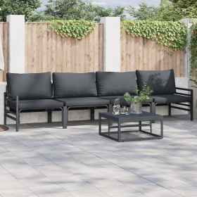 Conjunto de sofá de jardín 5 pcs Antracita Acero