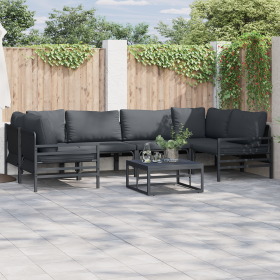 Conjunto de sofá de jardín 6 pcs Antracita Acero