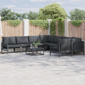 Conjunto de sofá de jardín 9 pcs Antracita Acero