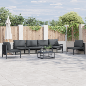 Conjunto de sofá de jardín 6 pcs Antracita Acero