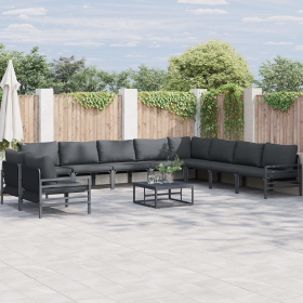 Conjunto de sofá de jardín 11 pcs Antracita Acero